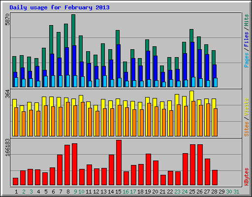 Daily usage for February 2013