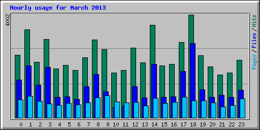 Hourly usage for March 2013